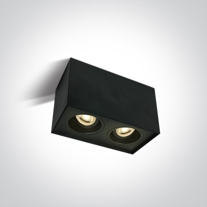 Opbouw armatuur - rechthoekig - instelbaar - kleur zwart - 2x GU10