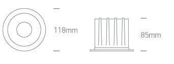 Downlight verdiept - &oslash;118mm - 20W - 3000K warm wit - vast - met niet dimbare driver - zwart