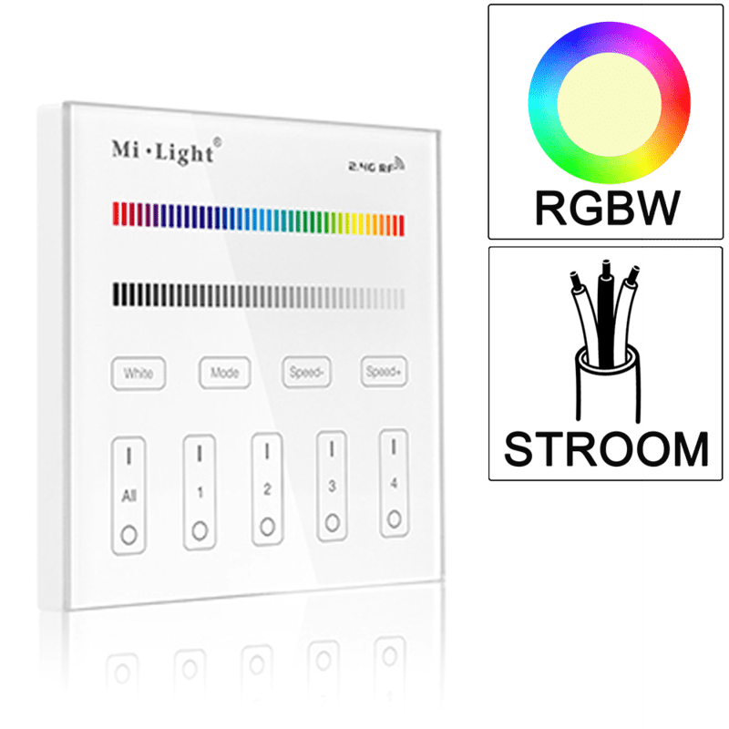 Miboxer 4-zone RGBW afstandsbediening paneel touch 230V en Controller