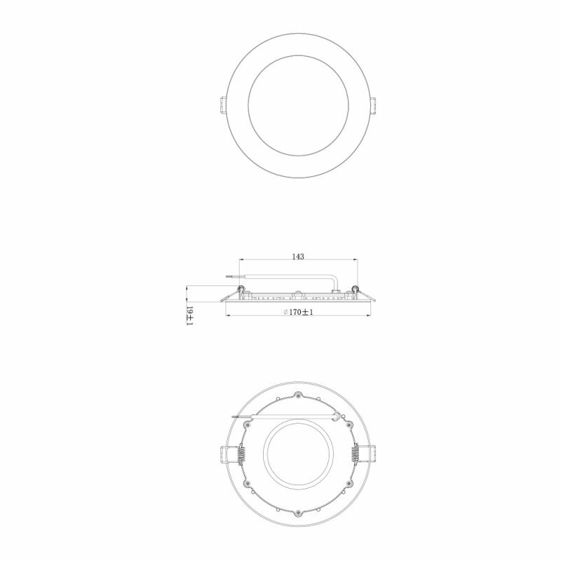 LED downlighter Slim V2.0 IP44 12W 170mm 3000K Dali Dimbaar