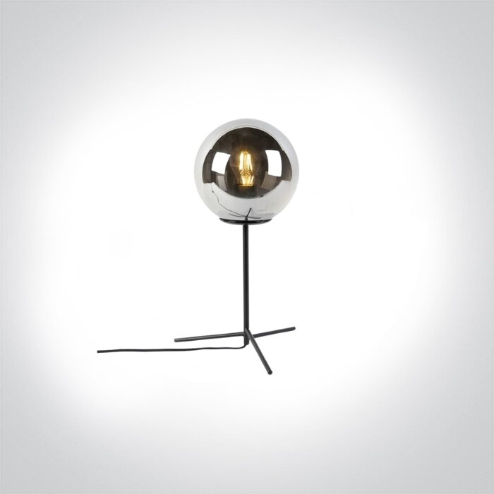 Art deco tafellamp zwart met glas smoke 45,5 cm - Pallon