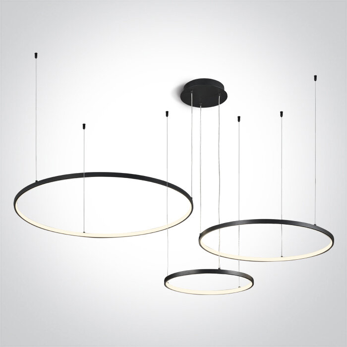 Ring Hanglamp-3 lichts - 400+600+800mm - 65W - LED built in - Zwart - Dimbaar