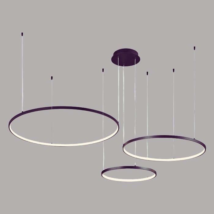 Ring Hanglamp-3 lichts - 400+600+800mm - 65W - LED built in - Zwart - Dimbaar