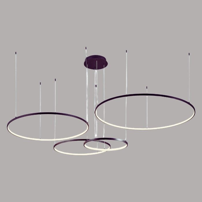 Ring Hanglamp-4 lichts - 400+600+800+1000mm - 100W - LED built in - Zwart - Dimbaar