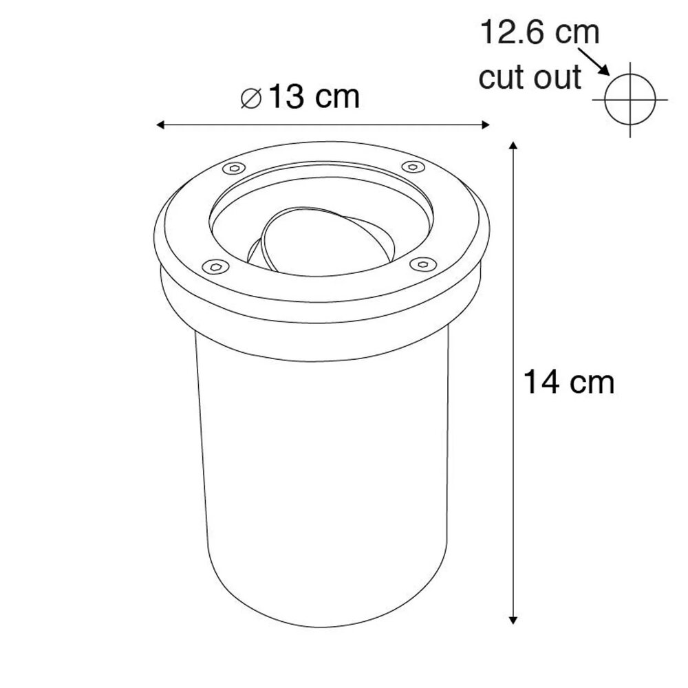 Grondspot Roestvast staal - IP65 - waterdicht - GU10 fitting - Rond - zwart