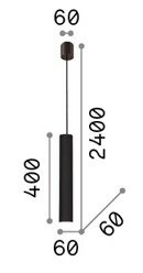 Hanglamp - 60x400mm - GU10 - 7W - Transparant