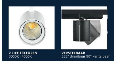 ALTO Rail spot 3 fase - kleur - grijs - 31W - 3000K - 3380Lm