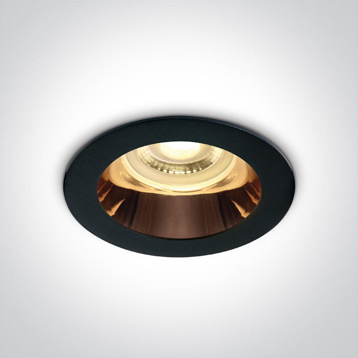 Inbouwspot behuizing rond - IP20-GU10 - Zwart - Reflector Koper