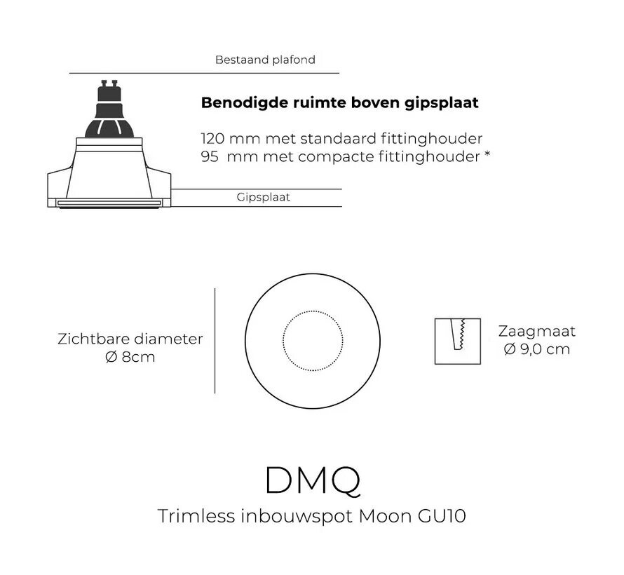 Trimless spot - Moonlight - GU10 - IP20 - Enkel - Wit