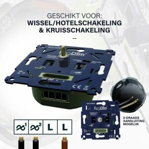 LED dimmer 0-300W EcoDim universeel fase aan en afsnijding