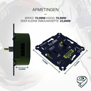LED dimmer 0-300W EcoDim universeel fase aan en afsnijding
