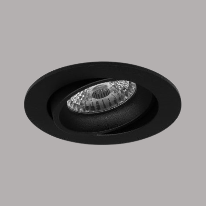 LEWA - inbouwspot VLAK - rond &oslash;82mm - instelbaar - voor binnen - GU10 fitting - zwart