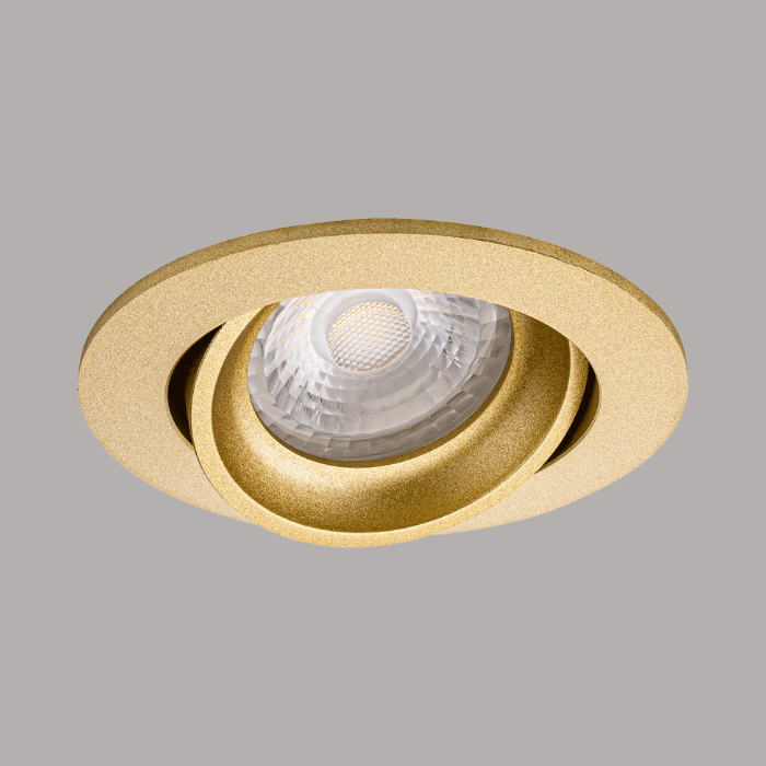 LEWA - inbouwspot VLAK - rond &oslash;82mm - instelbaar - voor binnen - GU10 fitting - goud