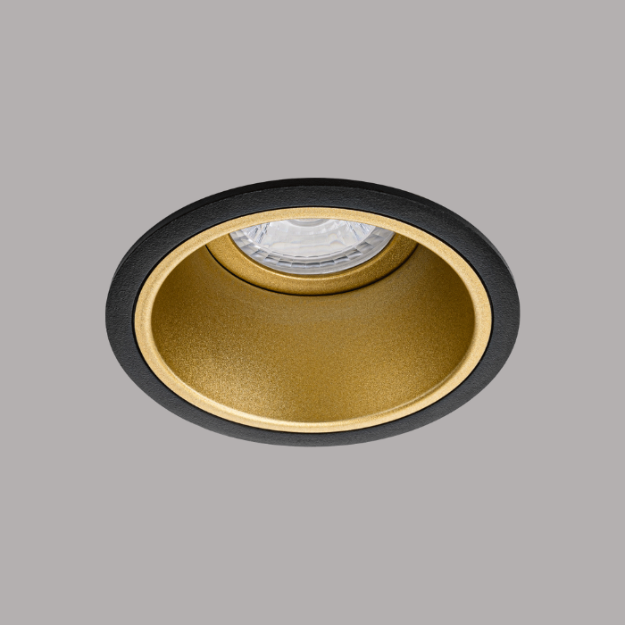 MID - inbouwspot verdiept - rond 90mm - vast - voor binnen - GU10 fitting - zwart - goud