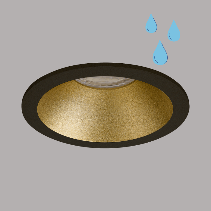 LEWA - inbouwspot verdiept - rond 82mm - IP65 - GU10 - zwart / Goudkleurig 