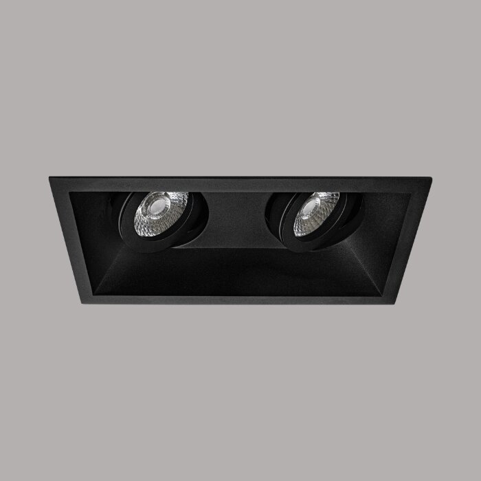 MARRA-verstelbare inbouwspot vierkant - dubbel - verzonken lampzitting - GU10 - ZWART
