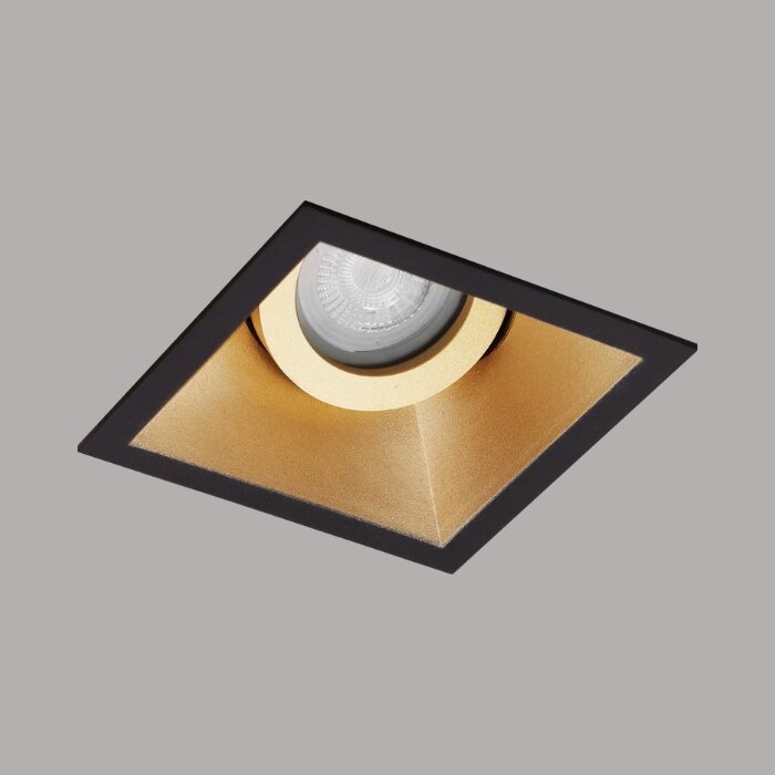 Marra - verstelbare inbouwspot - vierkant - verdiept - IP20 - GU10 - zwart / Goud