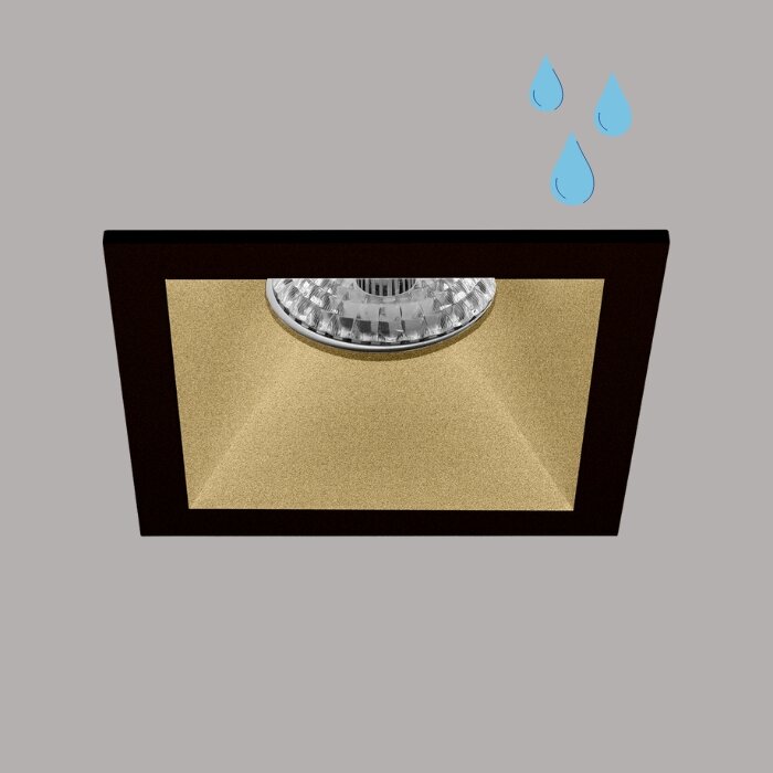 FENNA badkamer inbouwspot vierkant - IP65 KIT - GU10 - ZWART/Goud