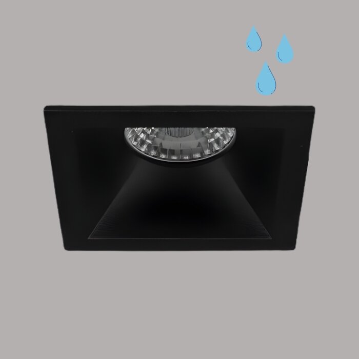 FENNA badkamer inbouwspot vierkant - IP65 KIT - GU10 - ZWART