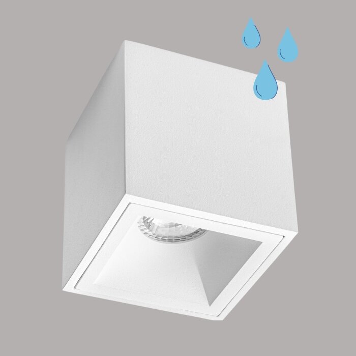 BADA Plafond spot opbouw vierkant - IP65 - GU10 - WIT