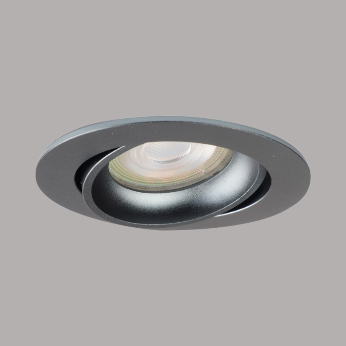 LEWA - inbouwspot VLAK - rond - instelbaar - IP20 - GU10 - Gun Metal