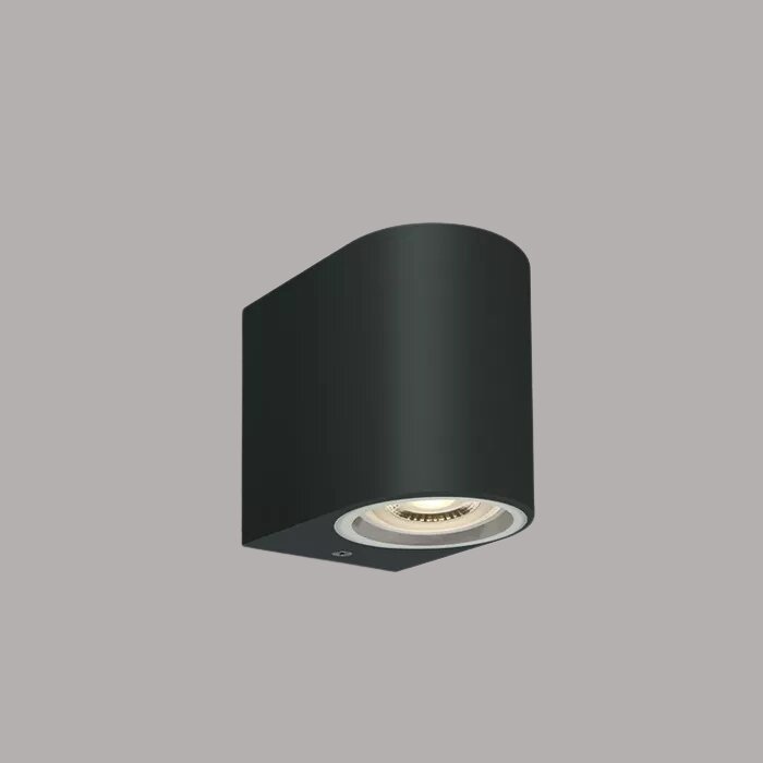 Wand spot downlight - IP65 - 7W - GU10 - Zwart - kunststof