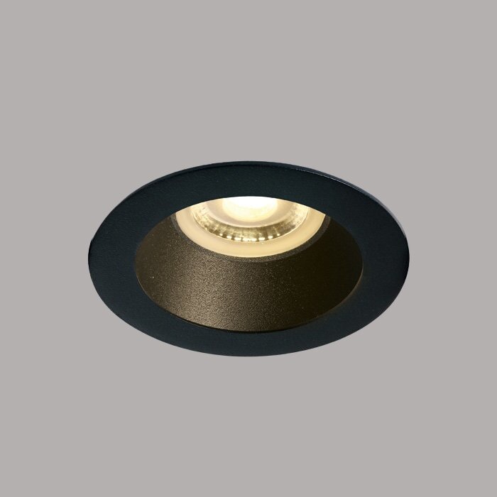 Inbouwspot behuizing rond - IP20  50W  GU10 - Zwart - Reflector Zwart