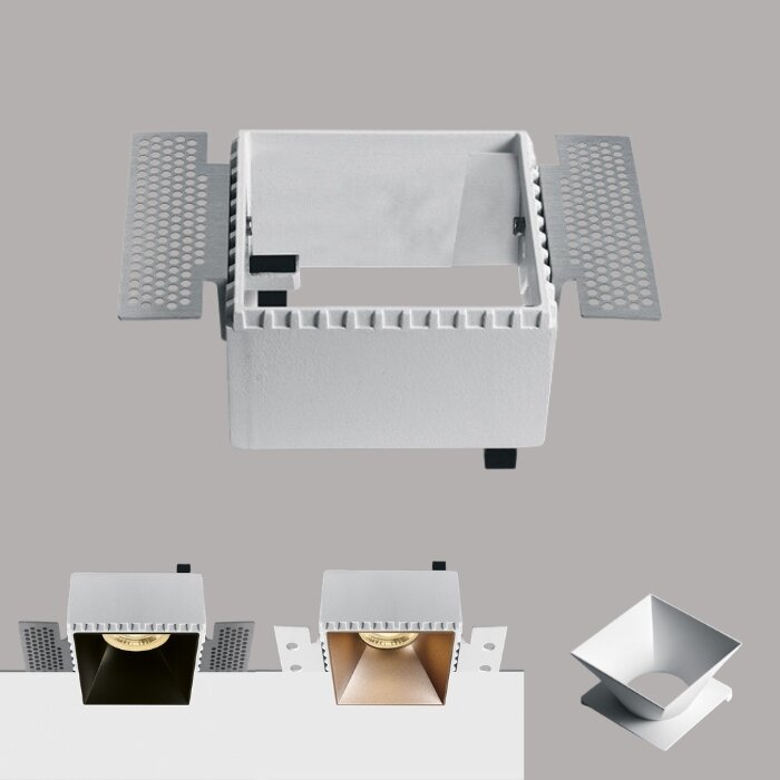 Trimless spot behuizing - Aluminium - GU10 - IP20 - vierkant - reflector na keuze