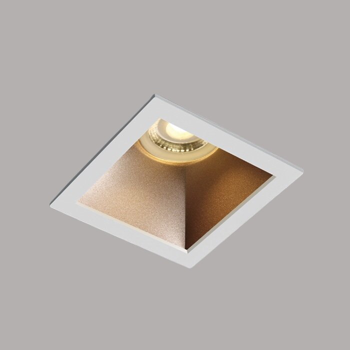 Inbouw spot behuizing vierkant - IP20 GU10 - Wit - Reflector Messing