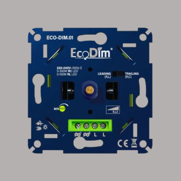 LED dimmer 0-300W EcoDim universeel fase aan en afsnijding