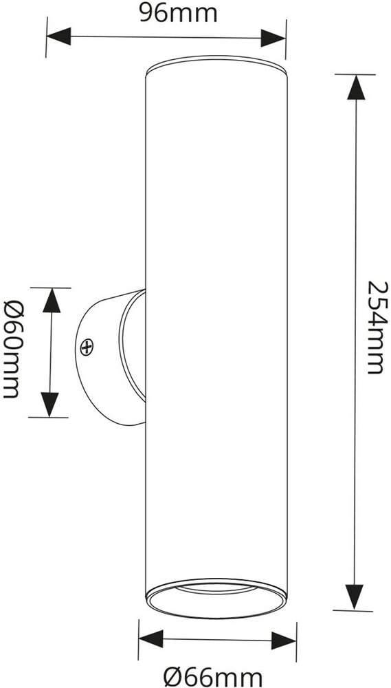 Parteo Wandlamp Up &amp; Down Rond &Oslash;66x254 mm &ndash; Khaki (RAL1019) &ndash; Inclusief GU10 Fitting