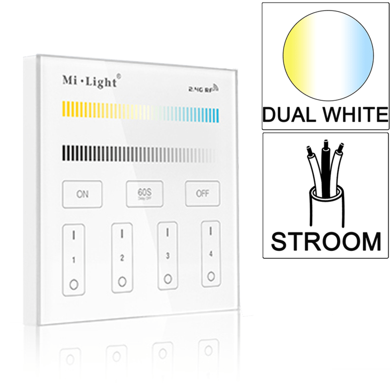 Milight 4-zone Dual White afstandsbediening paneel touch stroom