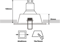 FENNA badkamer inbouwspot vierkant - IP65 KIT - GU10 - ZWART/Goud