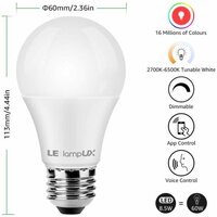 Lampux RGB+WW wifi lamp, E27, 8.5W, 806Lm