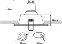 MID - inbouwspot verdiept - rond 90mm - vast - voor binnen - GU10 fitting - wit