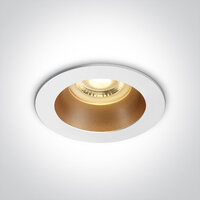 Inbouwspot behuizing rond - IP20  50W  GU10 - Wit - Reflector messing-goud