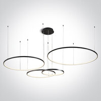 Ring Hanglamp-4 lichts - 400+600+800+1000mm - 100W - LED built in - Zwart - Dimbaar