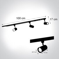 Railsysteem complete set met 3 spot  1-fase zwart