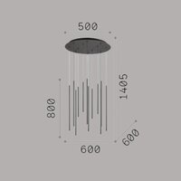 Hanglamp - 12-lichts - 600mm - 19W - LED built in - Zwart - Aan/uit