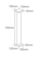 Sokkel Aluminium Tuinlamp - IP65 - 3000K - 70 cm - Zwart