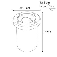 Grondspot Roestvast staal - IP65 - waterdicht - GU10 fitting - Rond - zwart