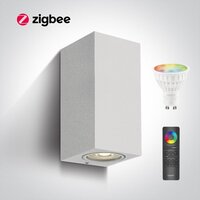 Zigbee - IUp/down wandlamp WIT - IP65 - 2x GU10 LED RGBWW-Aluminium