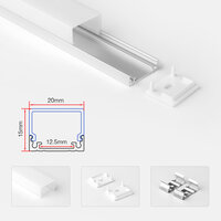 Ledstrip profiel opbouw 20x15 mm | inclusief afdekkap | 2 meter | Aluminium