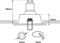 LEWA - inbouwspot verdiept - rond 82mm - vast - IP20- GU10 - goudkleurig