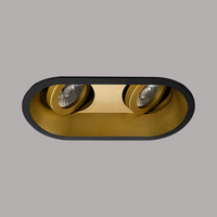 Marra dubbele inbouwspot - ovaal 185x93mm - verstelbaar- verdiept - voor binnen gebruik  IP20- 2xGU10 fitting - zwart/Goud