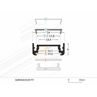 PROFIEL SURFACE | ZWART | 14MM | 2M | opbouw