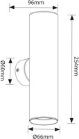 Parteo Wandlamp Up &amp; Down Rond &Oslash;66x254 mm &ndash; Messing (RAL1001) &ndash; Inclusief GU10 Fitting