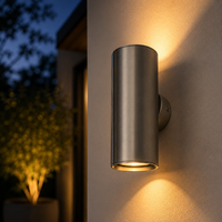 Parteo Wandlamp Up &amp; Down Rond &Oslash;66x180 mm &ndash; Brons (RAL7048) &ndash; Inclusief GU10 Fitting