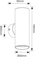Parteo Wandlamp Up &amp; Down Rond &Oslash;66x180 mm &ndash; Khaki (RAL1019) &ndash; Inclusief GU10 Fitting