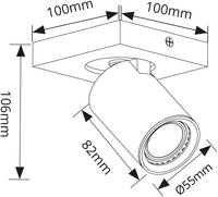 Opbouwarmatuur ES 1-lichts kantelbaar &Oslash;55 zwart RAL9004/messing RAL1001 - incl. GU10 Fitting